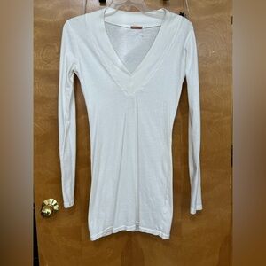 New Zooey White V Neck tunic top mini dress xs